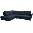 ECKSOFA in Chenille Blau  - Blau/Schwarz, Natur, Textil/Metall (233/288cm) - Valnatura