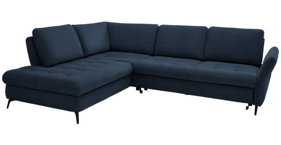 ECKSOFA in Chenille Blau  - Blau/Schwarz, Natur, Textil/Metall (233/288cm) - Valnatura