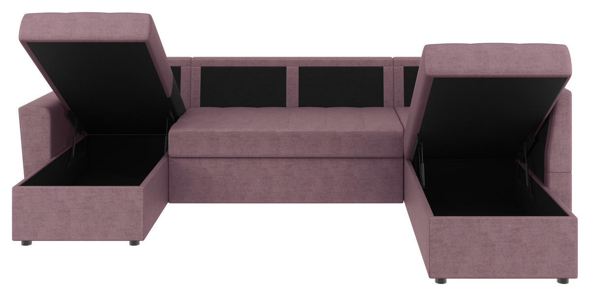 WOHNLANDSCHAFT TERMOLI Rosa Jacquard  - Schwarz/Rosa, Design, Kunststoff/Textil (155/297/212cm) - MID.YOU