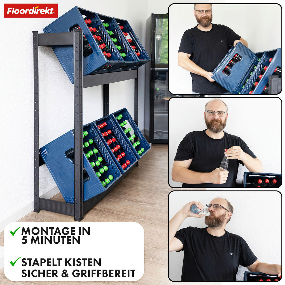 FLASCHENREGAL  - Schwarz Hochglanz, Basics, Metall (110/110/30cm) - Floordirekt