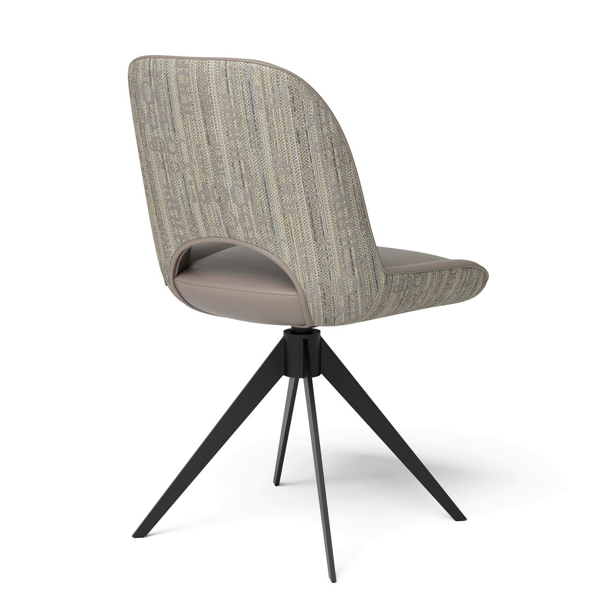 STUHL  in Stahl Flachgewebe Kombination Echtleder/Stoff pigmentiert  - Beige/Schwarz, Design, Leder/Textil (53/86/61cm) - Joop!