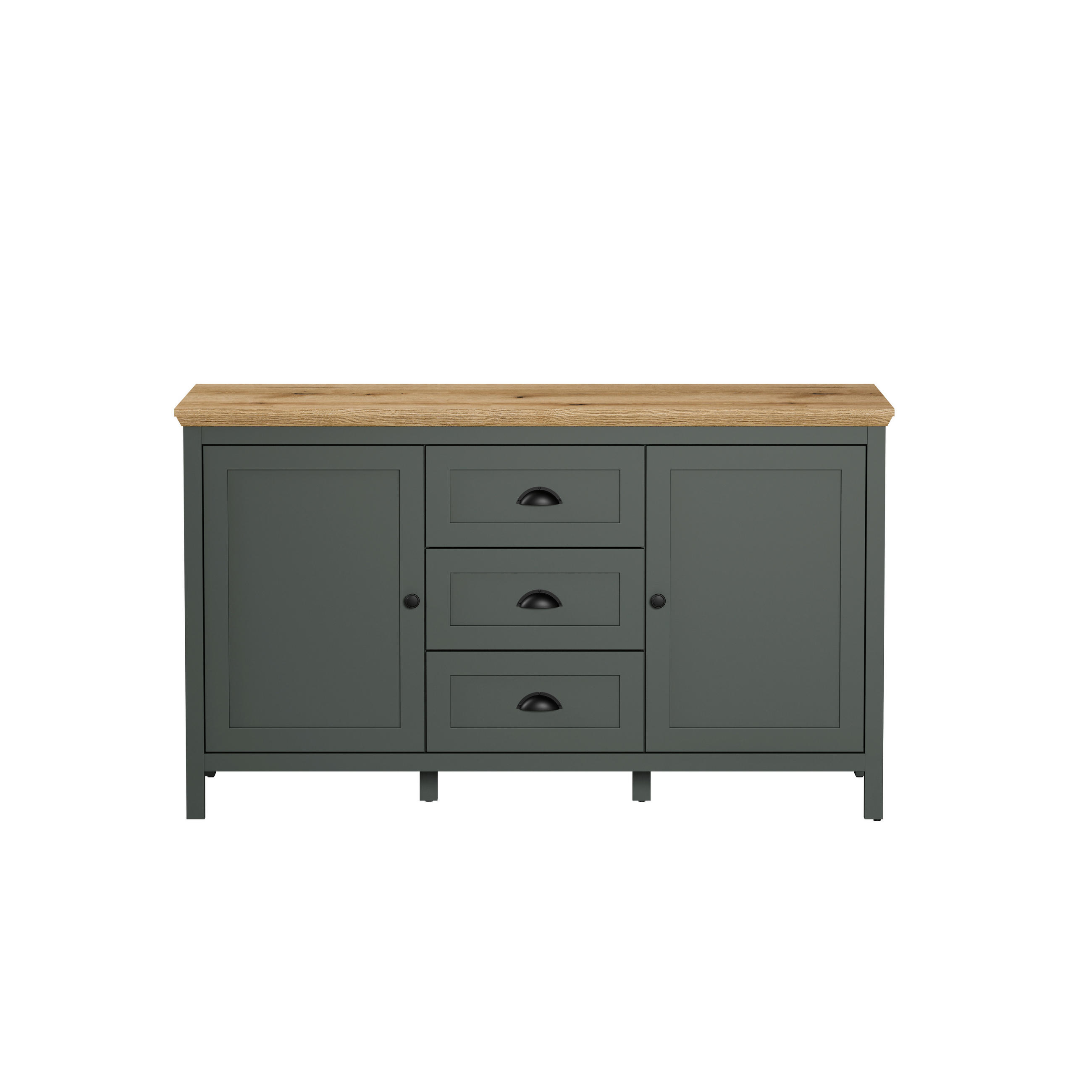 SIDEBOARD STANTON 146/86/45 cm 3 Schublade(n)  - Waldgrün/Schwarz, Design, Holzwerkstoff/Kunststoff (146/86/45cm) - MID.YOU