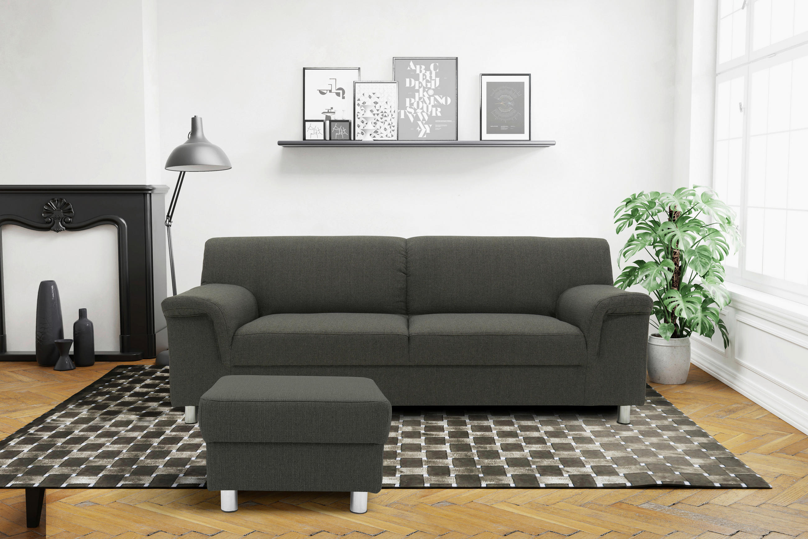 HOCKER Webstoff Schlammfarben - Chromfarben/Schlammfarben, KONVENTIONELL, Textil/Metall (54/40/54cm) - MID.YOU