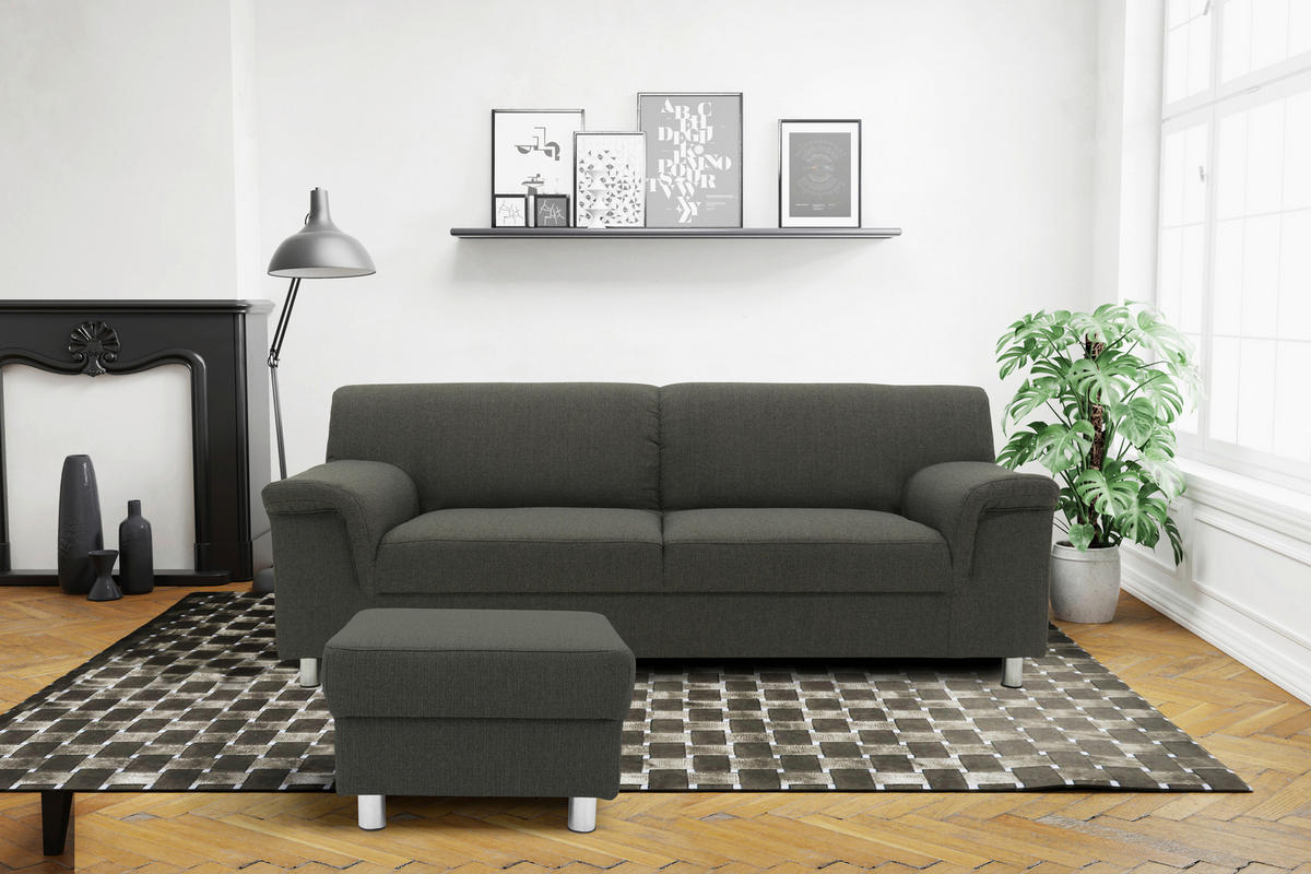 HOCKER in Textil Schlammfarben  - Chromfarben/Schlammfarben, KONVENTIONELL, Textil/Metall (54/40/54cm) - MID.YOU