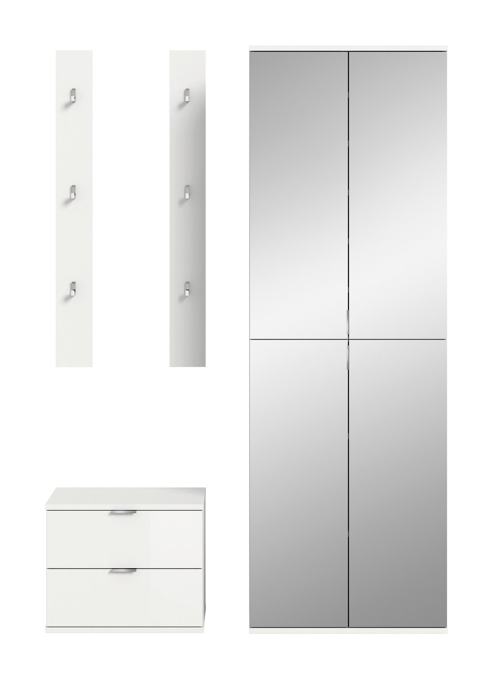 Livetastic Garderobe Weiß, Weiß Hochglanz 128x193x34 cm