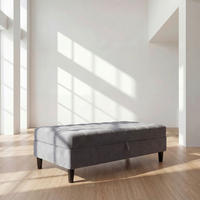 HOCKER PALERMO Velours Dunkelgrau  - Dunkelgrau/Schwarz, Basics, Kunststoff/Textil (130/43/69cm) - Livetastic