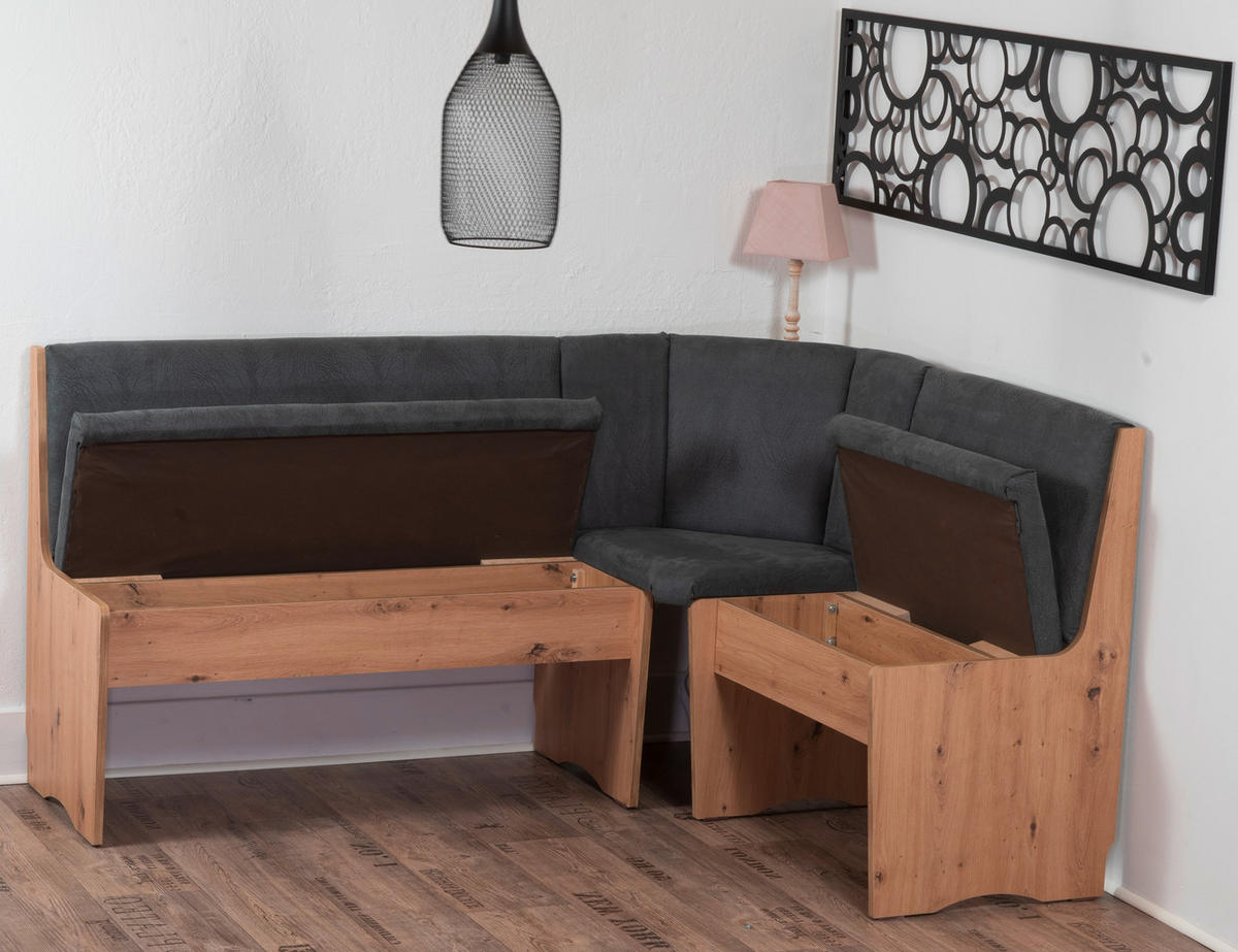 ECKBANKGRUPPE Mikrofaser Eiche Artisan, Grau  - Eiche Artisan/Grau, KONVENTIONELL, Holz/Textil (165/89/125cm) - MID.YOU