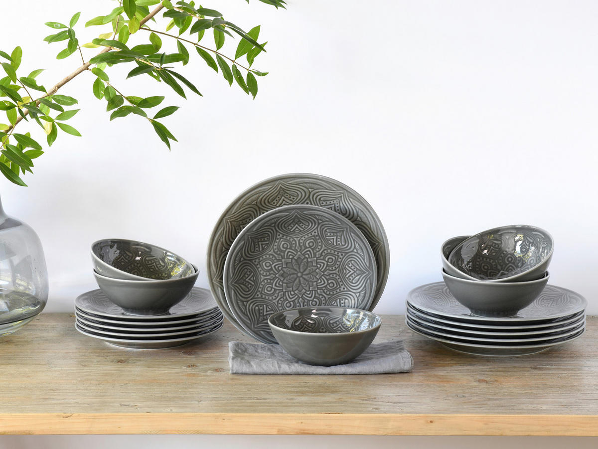 SERVIS 18 delar  - grå, Basics, keramik (66/28,5/28cm) - Creatable