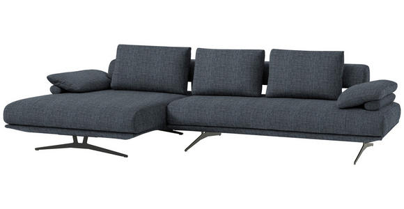 ECKSOFA in Chenille Dunkelblau  - Schwarz/Dunkelblau, Design, Textil/Metall (168/334cm) - Dieter Knoll