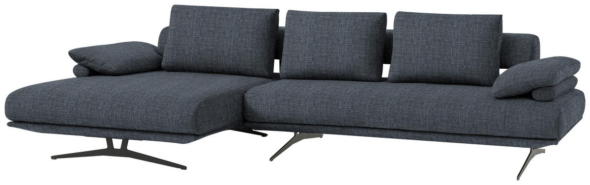 ECKSOFA in Chenille Dunkelblau  168/334 cm  - Schwarz/Dunkelblau, Design, Textil/Metall (168/334cm) - Dieter Knoll