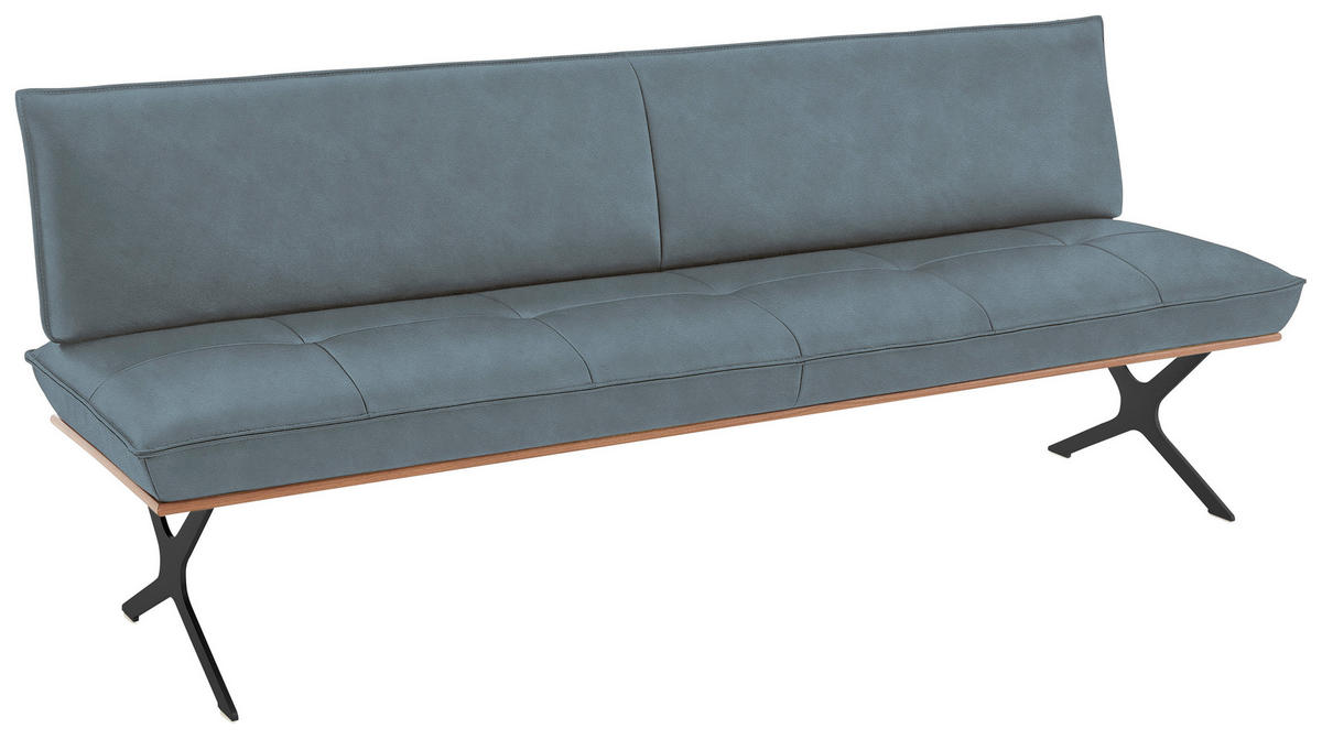 SITZBANK in Holz, Metall, Leder Schwarz, Graublau  - Graublau/Schwarz, Design, Leder/Holz (214/88/66cm) - Koinor