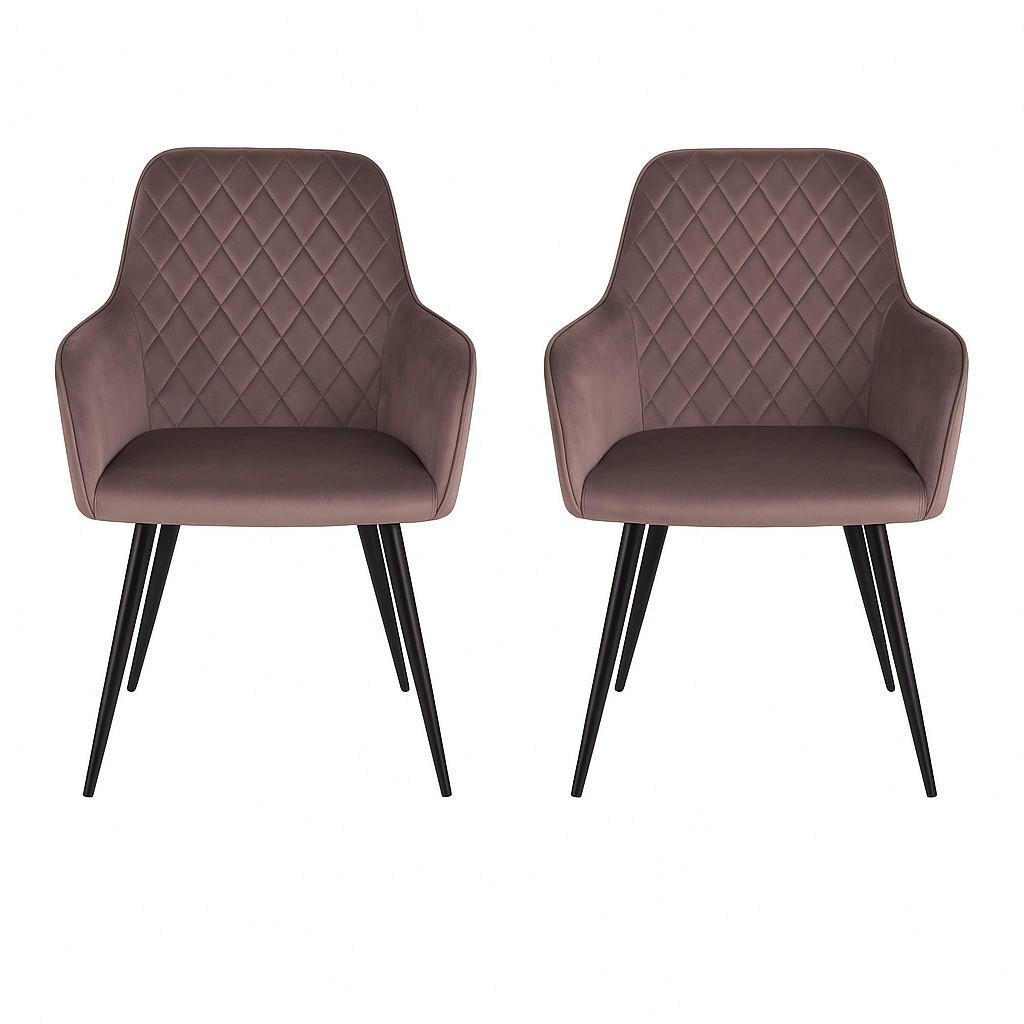 STOL MED ARMSTÖD SET 2 styck sammet - gråbrun/svart, Modern, metall/textil (57/87/65cm) - MID.YOU