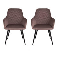 STOL MED ARMSTÖD SET 2 styck sammet  - gråbrun/svart, Modern, metall/textil (57/87/65cm) - MID.YOU
