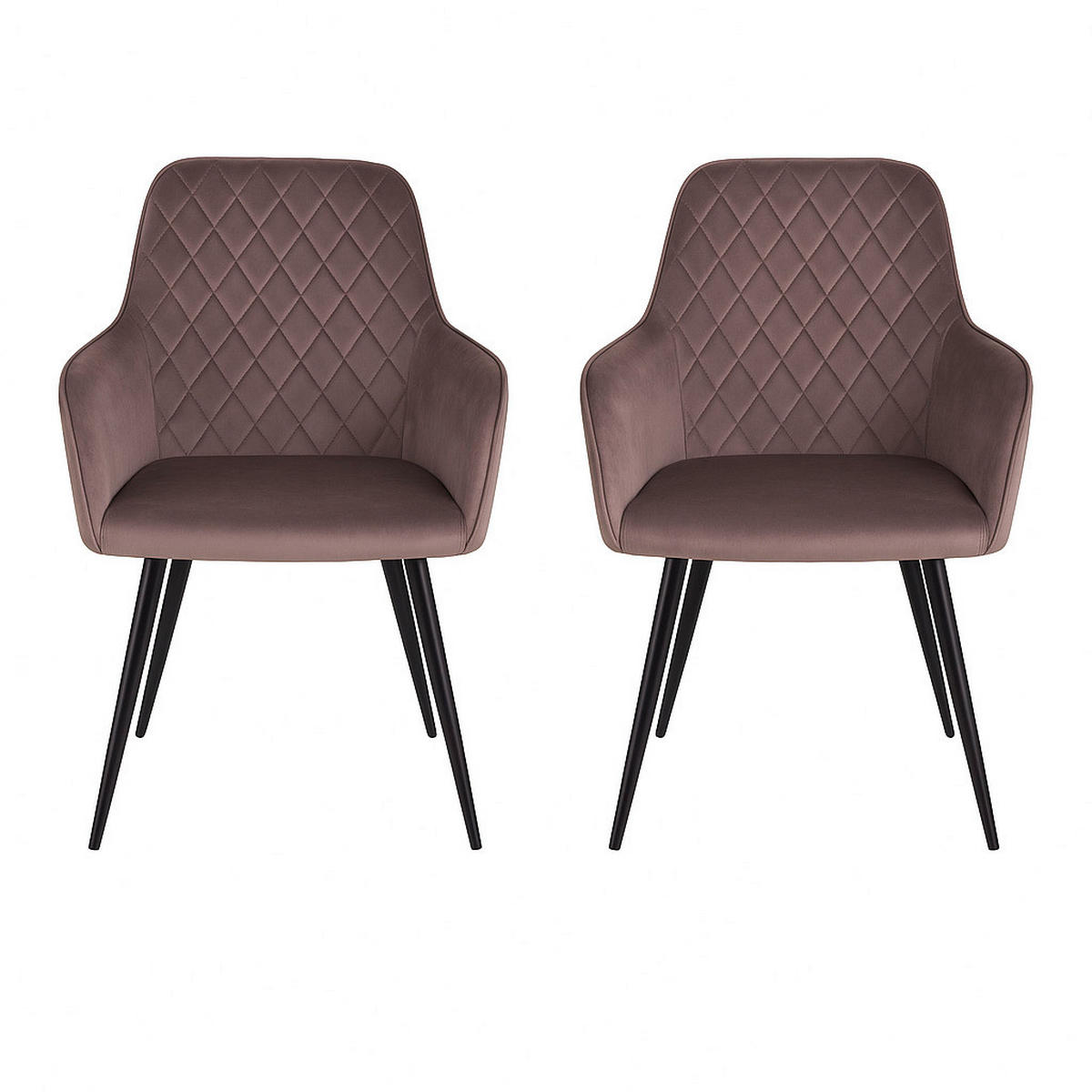 STOL MED ARMSTÖD SET 2 styck sammet  - gråbrun/svart, Modern, metall/textil (57/87/65cm) - MID.YOU