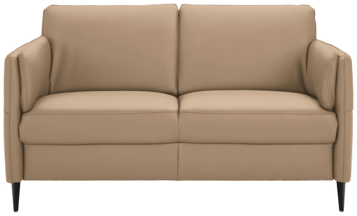 2,5-SITZER Echtleder Hellbraun  - Hellbraun/Schwarz, Design, Leder/Metall (164/84/99cm) - Dieter Knoll