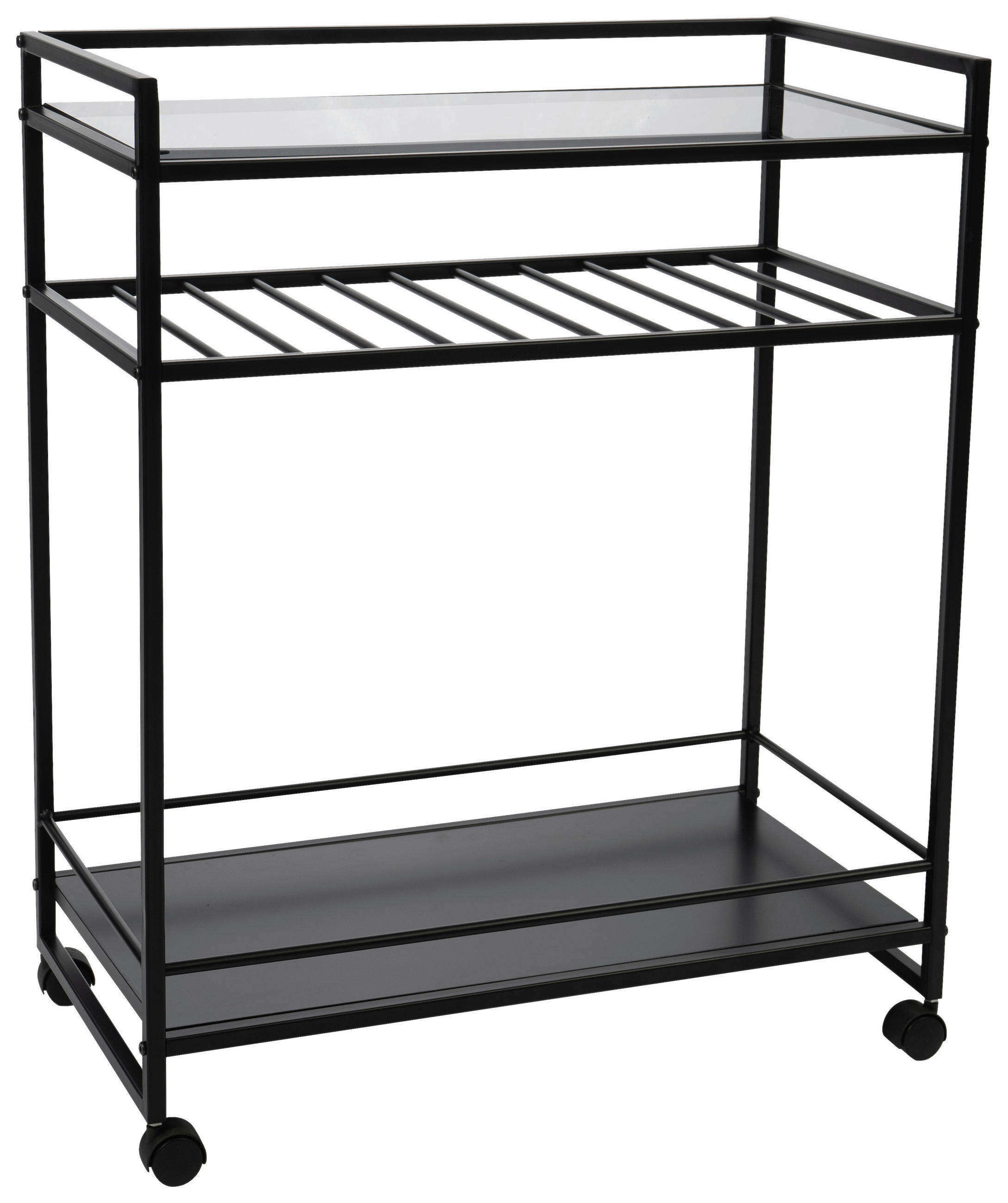 SERVIERWAGEN Schwarz  - Schwarz, Basics, Glas/Kunststoff (70/37/86cm)