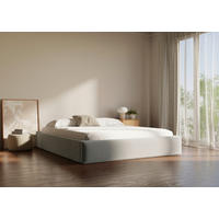 POLSTERBETT 200/200 cm,  in Hellgrau, Bettkasten, Lattenrost,  - Hellgrau/Schwarz, Design, Holz/Textil (200/200cm) - Chameo