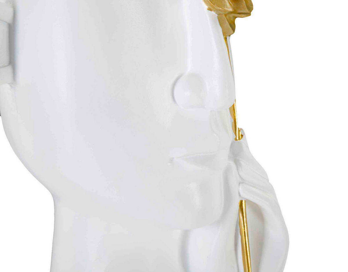 Vase Face C/Fiore  - Goldfarben/Weiß, Basics, Kunststoff (14/27  /13cm)