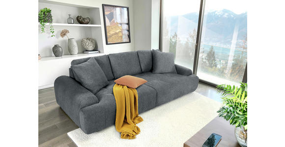 BIGSOFA Flachgewebe Dunkelgrau  - Dunkelgrau/Schwarz, KONVENTIONELL, Kunststoff/Textil (276/95/130cm) - Carryhome