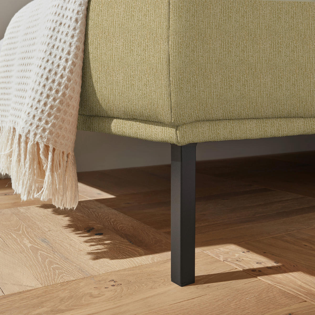 ECKSOFA  in Flachgewebe Grün, Goldfarben  270/308 cm  - Goldfarben/Schwarz, Design, Textil/Metall (270/308cm) - Pure Home Lifestyle