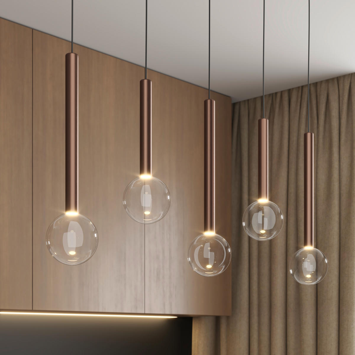 LED-HÄNGELEUCHTE 90/10/180 cm    - Klar/Schwarz, Design, Glas/Metall (90/10/180cm) - Dieter Knoll