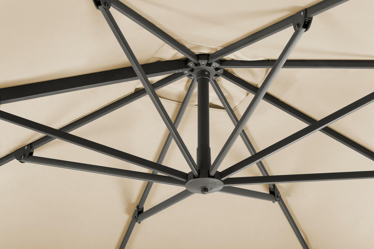 AMPELSCHIRM   - Anthrazit/Naturfarben, Basics, Textil/Metall (358/263/300cm) - Schneider