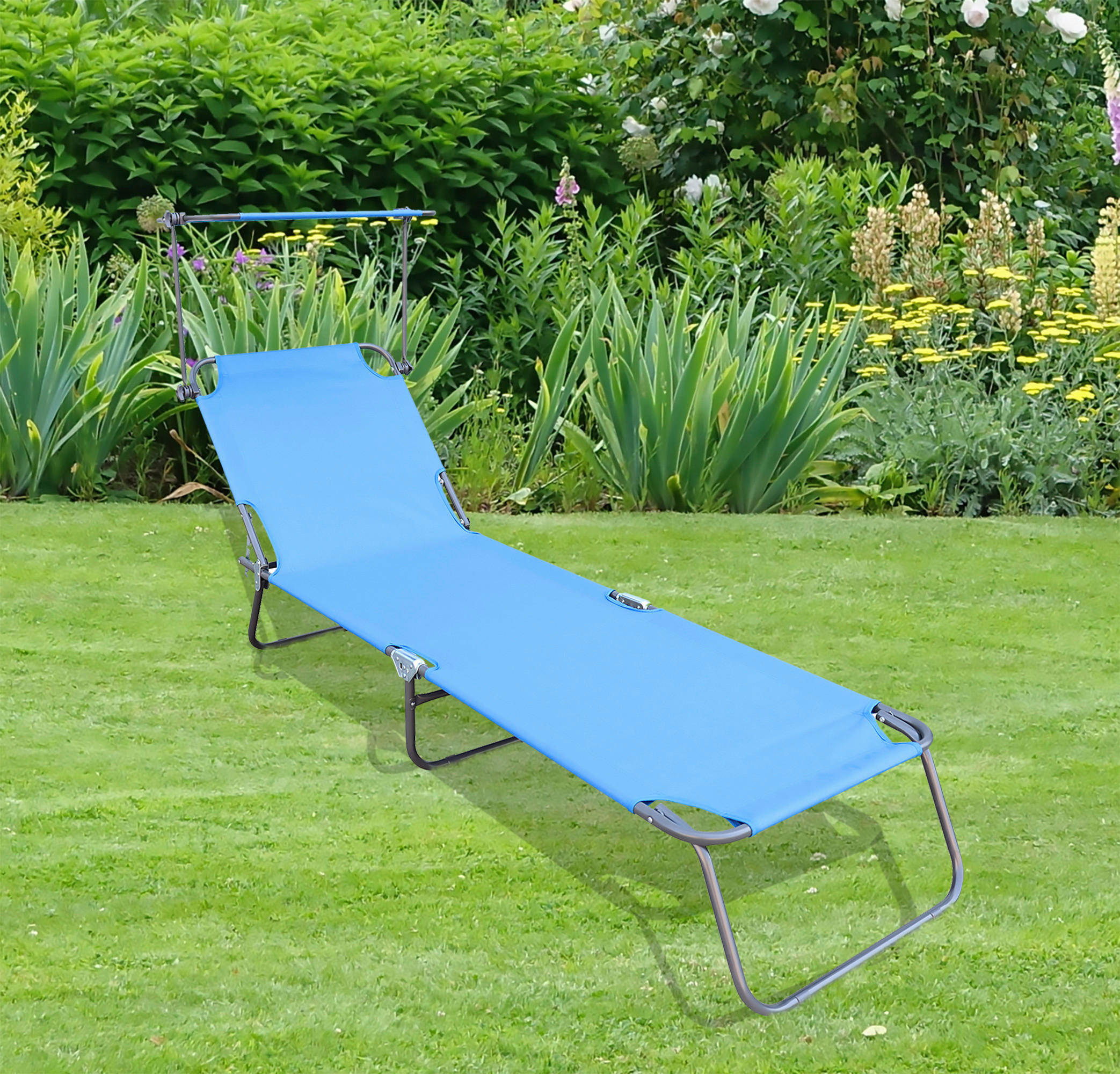 DREIBEINLIEGE 55/24/185 cm  - Blau, Basics, Textil/Metall (55/24/185cm) - Ambia Garden