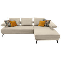 ECKSOFA  Echtleder Creme  - Creme/Schwarz, Design, Leder/Metall (305/224cm) - Dieter Knoll