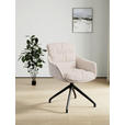 ARMLEHNSTUHL  Sitzfläche 360° drehbar, inklusive Armlehnen, automatische Rückholfunktion Webstoff Echtleder  - Beige/Schwarz, Design, Leder/Textil (62/85,5/65cm) - Dieter Knoll