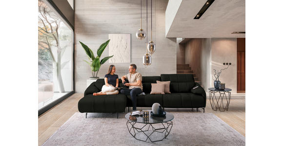 ECKSOFA in Echtleder Schwarz 165/313 cm - Schwarz, Design, Leder/Metall (165/313cm) - Emilio Belluti