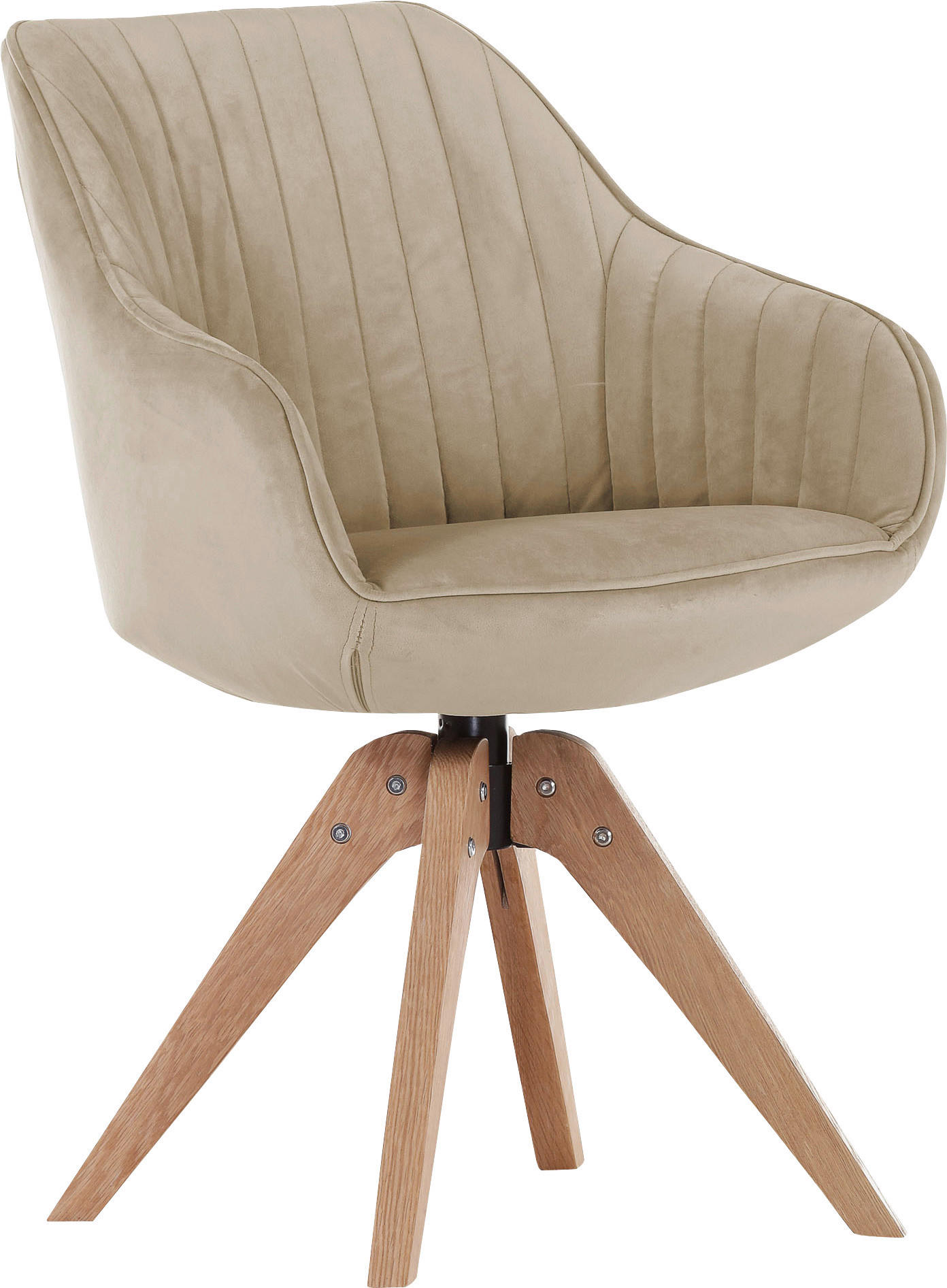 ARMLEHNSTUHL  in Velours  - Eichefarben/Beige, Design, Holz/Textil (60/83/65cm) - Livetastic