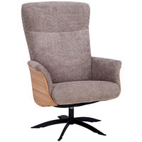 RELAXSESSEL Teddystoff Relaxfunktion    - Hellbraun/Schwarz, Design, Holz/Textil (71/104/77cm) - Welnova