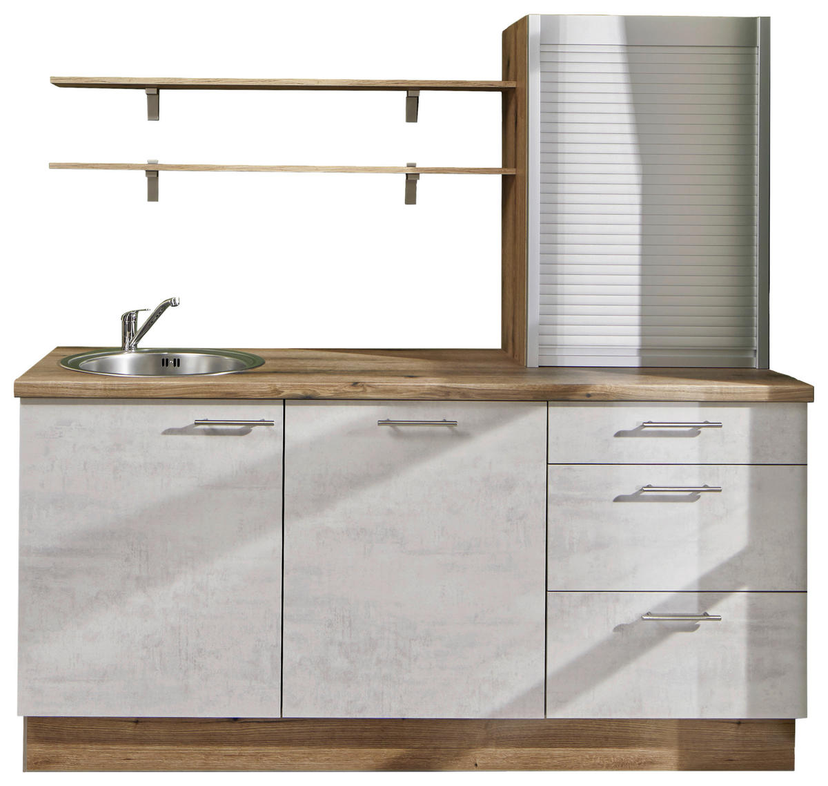 KÜCHENBLOCK 180 cm   in Graphitfarben, Eichefarben  - Edelstahlfarben/Eichefarben, Design, Holzwerkstoff/Metall (180cm) - Pino