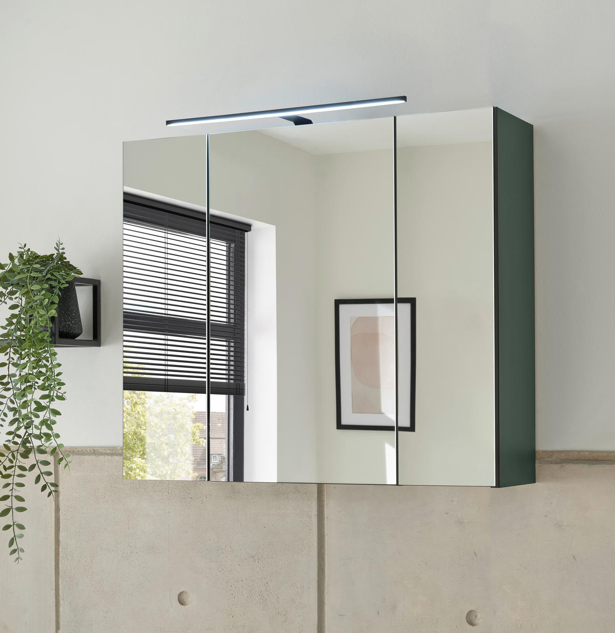 SPIEGELSCHRANK 80/70/23 cm  - Schwarz/Grün, Basics, Glas/Holzwerkstoff (80/70/23cm) - MID.YOU