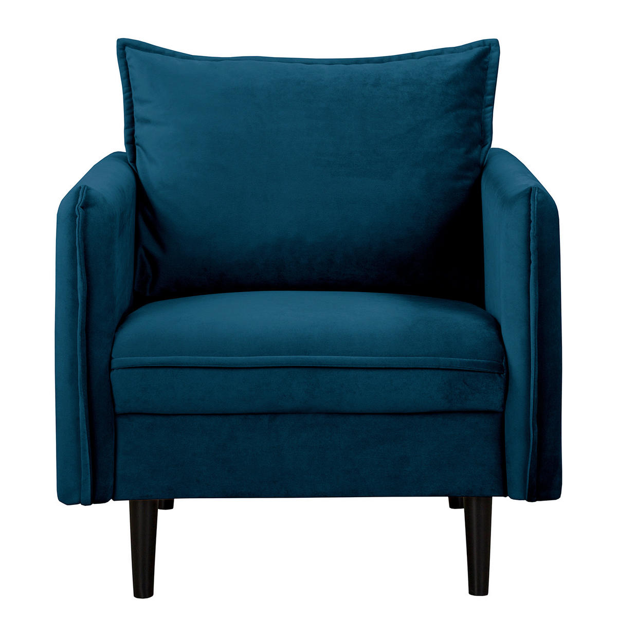 SESSEL in Samt Blau  - Blau/Schwarz, Design, Holz/Textil (74/86/100cm) - P & B