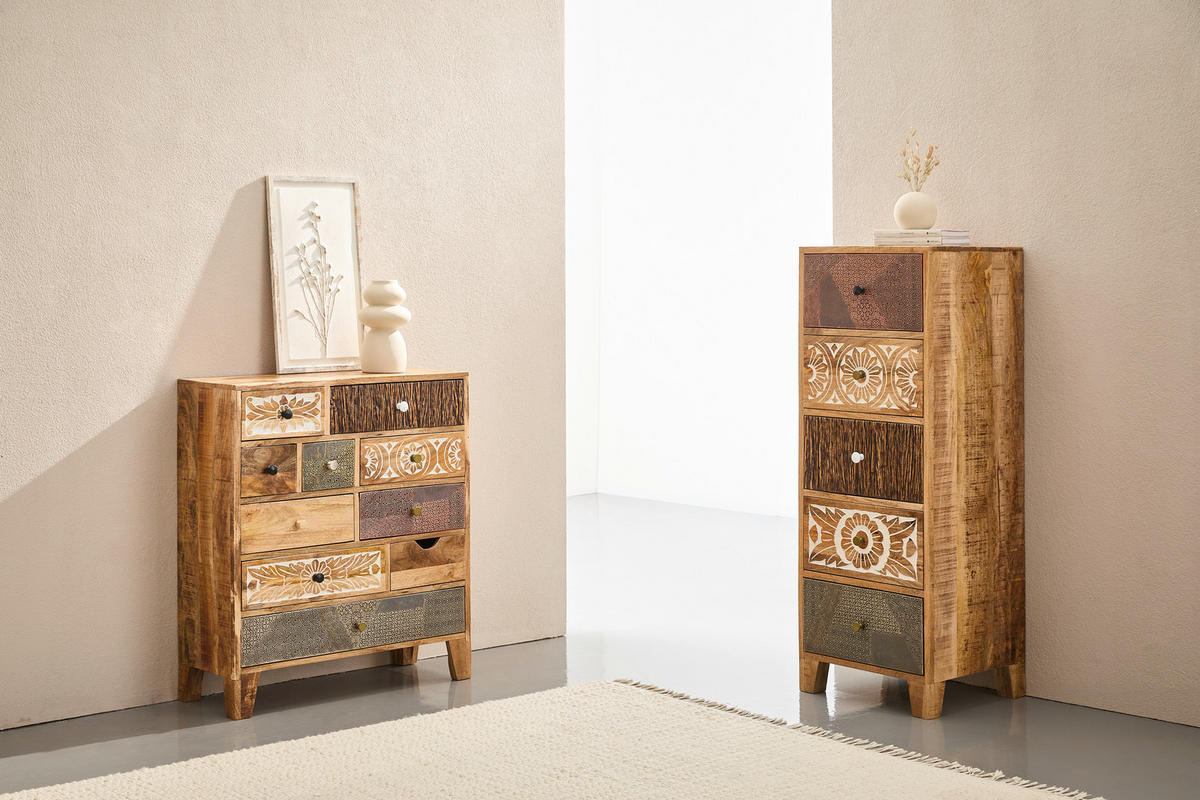 KOMMODE , 75/85/30 cm, 10 Schublade(n)  - Hellbraun/Dunkelbraun, LIFESTYLE, Holz/Metall (75/85/30cm) - Landscape