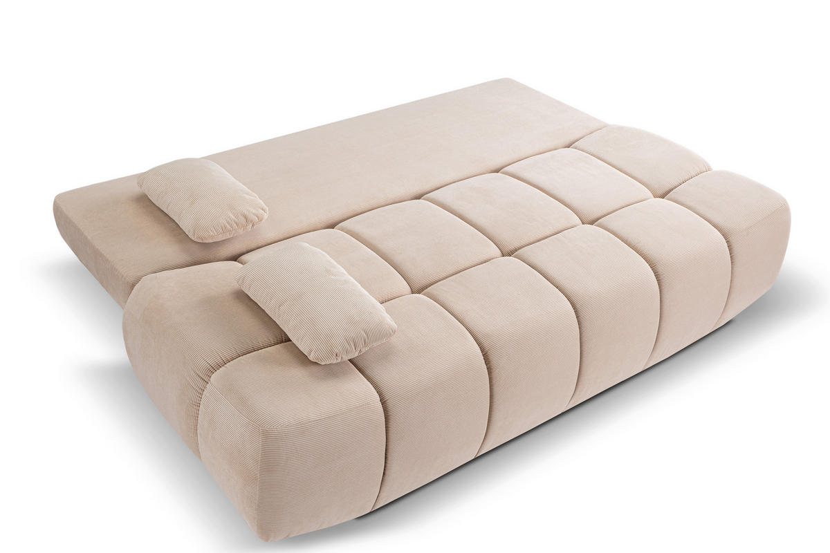 SCHLAFSOFA LAUDER  mit Cord Beige  - Beige/Schwarz, Basics, Kunststoff/Textil (207/93/105cm) - MID.YOU