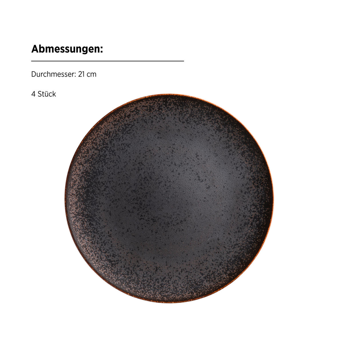 DESSERTTELLERSET Powerful 4-teilig  - Schwarz/Braun, Basics, Keramik - Mäser