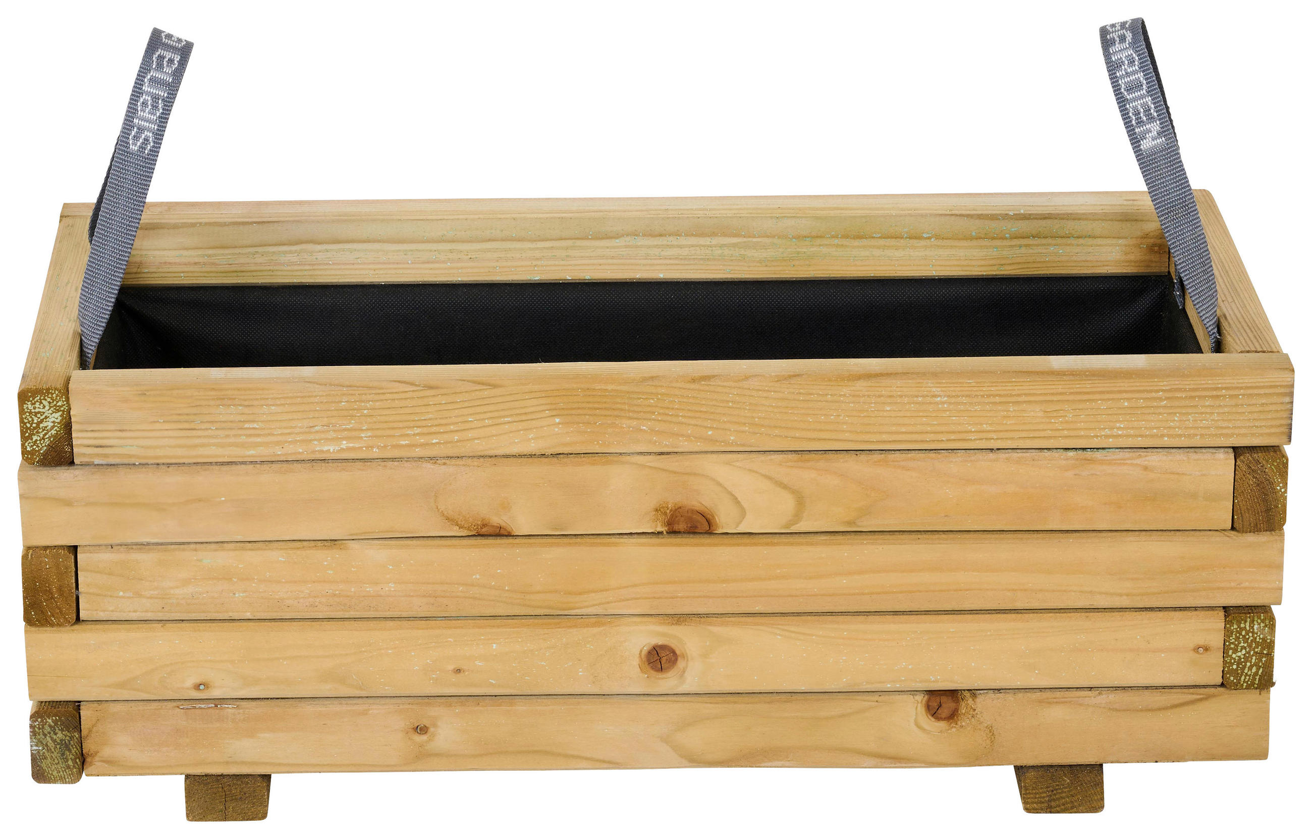 BLUMENKASTEN  - Schwarz/Kieferfarben, Basics, Holz/Textil (70/30/30cm) - Siena Garden