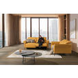 3-SITZER-SOFA Echtleder Currygelb  - Currygelb/Schwarz, Design, Leder/Metall (210/79/104cm) - Emilio Belluti