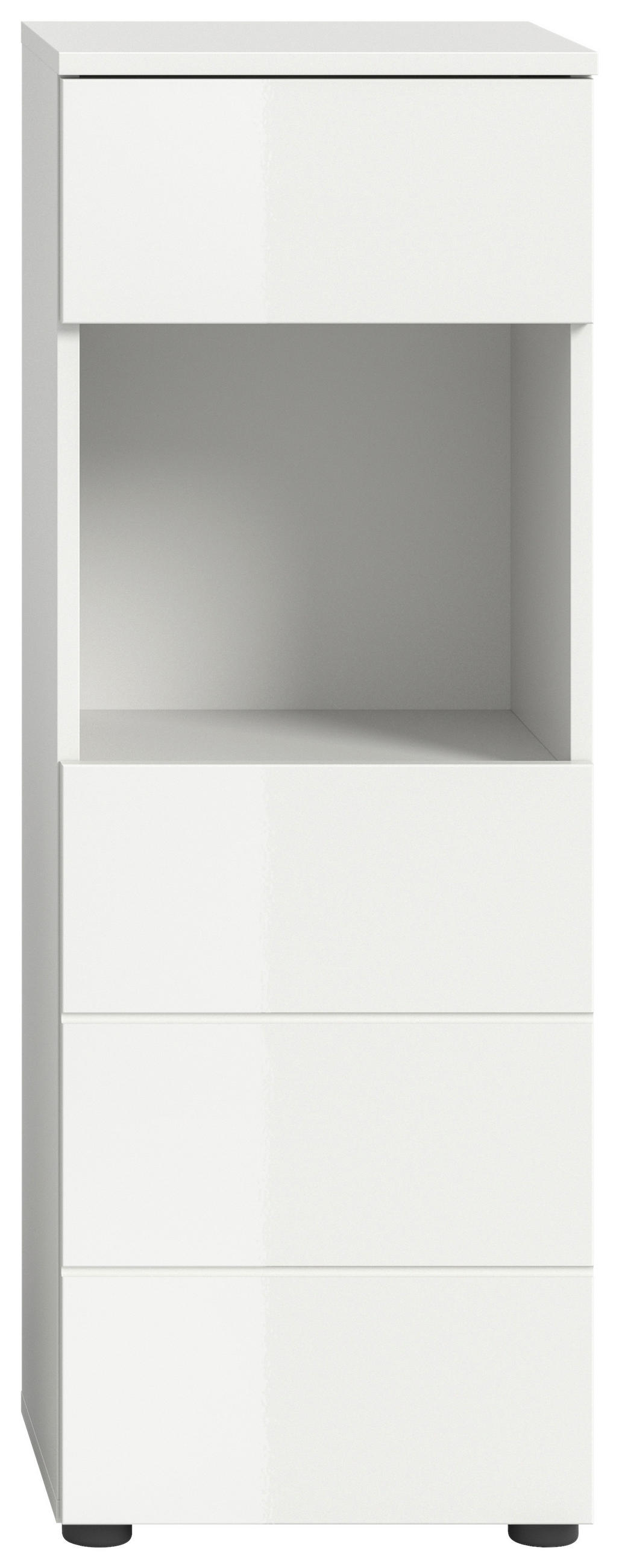 MIDISCHRANK 38/106/34 cm  - Weiß Hochglanz/Schwarz, MODERN, Holzwerkstoff (38/106/34cm) - MID.YOU