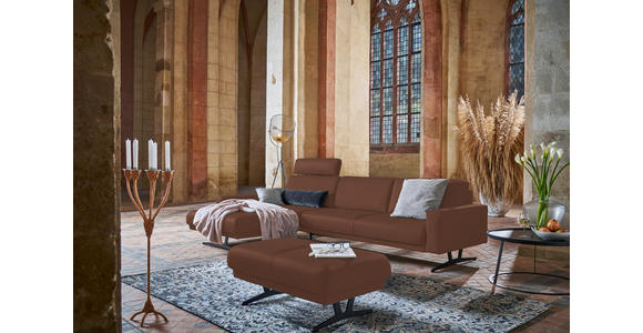 ECKSOFA in Echtleder Braun  - Anthrazit/Braun, KONVENTIONELL, Leder/Metall (182/324cm) - Ambiente