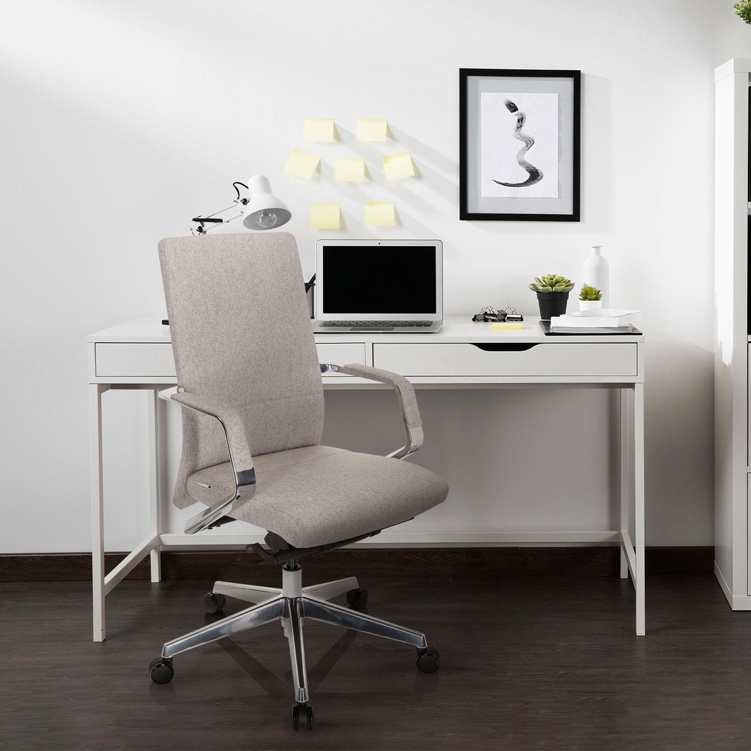DREHSTUHL Flachgewebe Beige  - Beige/Silberfarben, MODERN, Kunststoff/Textil (60/105/60cm) - MID.YOU