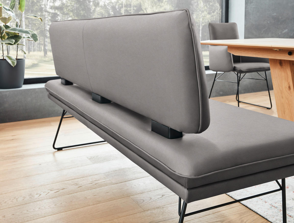 SITZBANK in Metall, Textil Grau, Schwarz  - Schwarz/Grau, Design, Textil/Metall (195/91/65cm) - Dieter Knoll