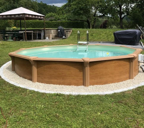 POOL-SET 132 WOOD 460/130 cm  - Sandfarben/Braun, Basics, Kunststoff (460/130cm)