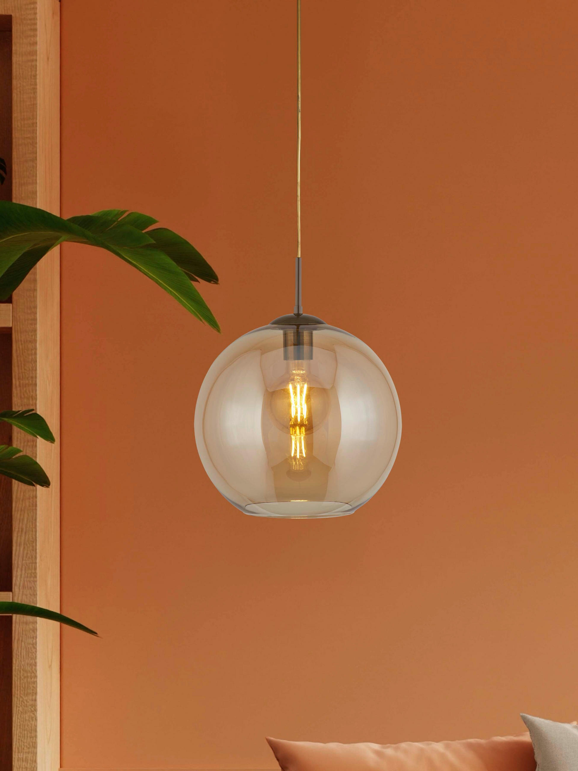 HÄNGELEUCHTE 25/120 cm  - Bernsteinfarben, Trend, Glas/Metall (25/120cm) - Searchlight