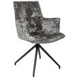 ARMLEHNSTUHL  Stoffauswahl, Sitzfläche 360° drehbar, automatische Rückholfunktion Samt  - Anthrazit/Schwarz, Design, Textil/Metall (59/89,5/63cm) - Novel