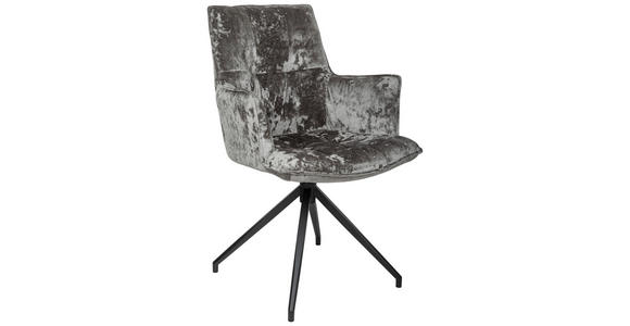 ARMLEHNSTUHL  Stoffauswahl, Sitzfläche 360° drehbar, automatische Rückholfunktion Samt  - Anthrazit/Schwarz, Design, Textil/Metall (59/89,5/63cm) - Novel