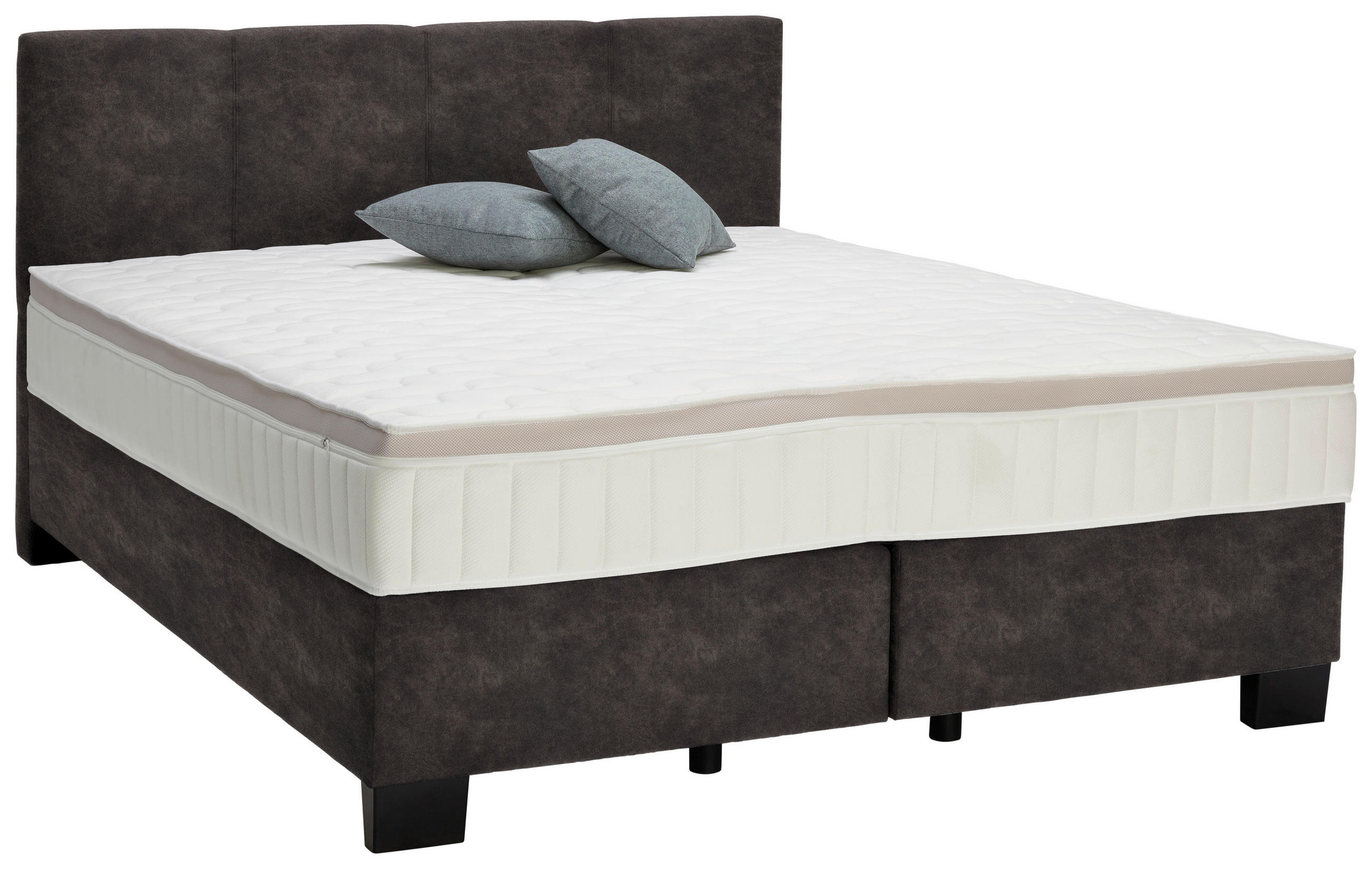 BOXSPRINGBETT 160/200 cm  in Graubraun  - Graubraun/Schwarz, Design, Kunststoff/Textil (160/200cm) - Hom`in