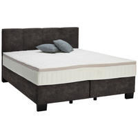 BOXSPRINGBETT 160/200 cm  in Graubraun  - Graubraun/Schwarz, Design, Kunststoff/Textil (160/200cm) - Hom`in